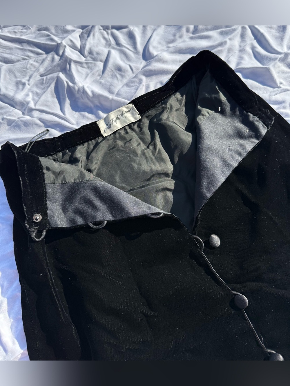 Sak’s Fifth Avenue Black Velvet Button Skirt